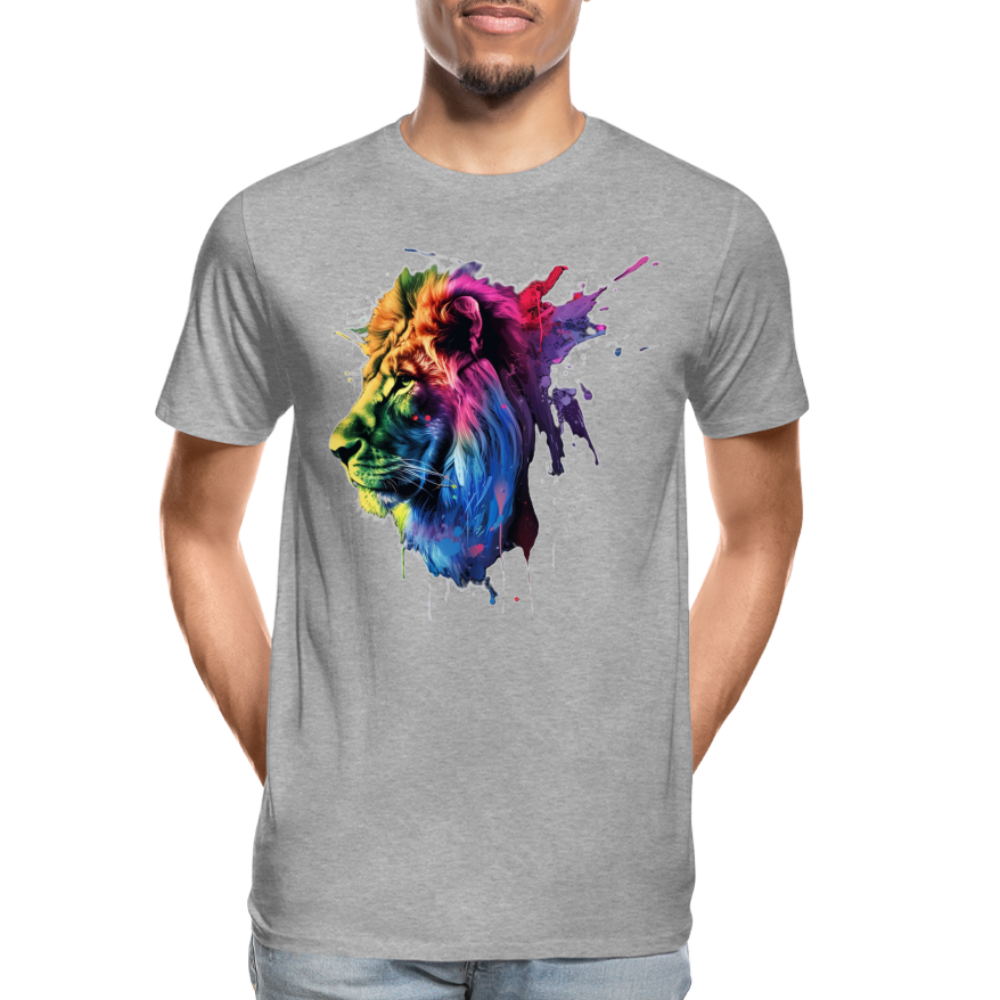 Löwe Grafitti - Männer Premium Bio T-Shirt - Grau meliert