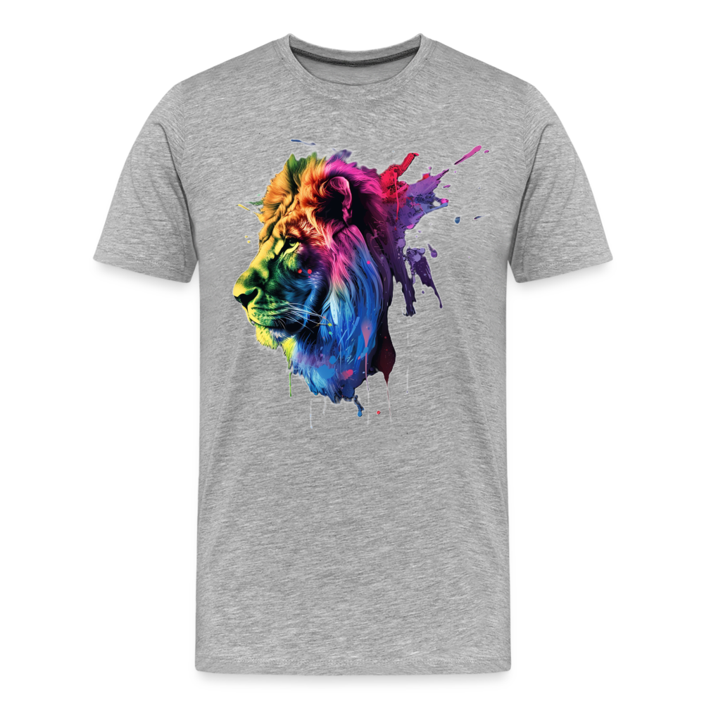 Löwe Grafitti - Männer Premium Bio T-Shirt - Grau meliert